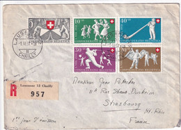 SUISSE - 1951 - PRO-PATRIA Zum.51/55 Sur RARE ! ENVELOPPE FDC RECOMMANDEE De LAUSANNE (COTE 2005 = 295 SFR)=> STRASBOURG - Brieven En Documenten