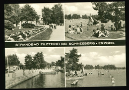 DDR Mehrbild AK Um 1972 Bergstadt Schneeberg, Strandbad Filzteich, Ortspartie - Schneeberg