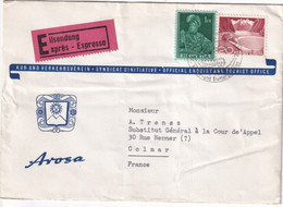 SUISSE - 1956 - ENVELOPPE EXPRES ! Du TOURIST OFFICE De AROSA => COLMAR - Briefe U. Dokumente