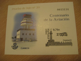Centenario De La Aviacion 2003 PRUEBA DE LUJO Nº 20 Plane Airport Proof Epreuve Druck SPAIN - Probe- Und Nachdrucke