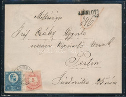 1874.dec. Ajánlott Levél Réznyomat 10kr + Színesszámú 5kr Vegyes, Tarifahelyes Bérmentesítéssel, Szép, Ritka Hibátlan Da - Altri & Non Classificati