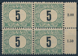 ** 1903 Zöldportó "B" 11 1/2 Fogazás 5f ívszéli Négyestömb (64.000) - Altri & Non Classificati