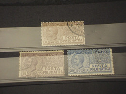 ITALIA REGNO-POSTA PNEUMATICA- 1913/23 RE 3 VALORI - TIMBRATI/USED - Correo Neumático