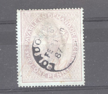 GB   - Fiscaux Postaux  :  Yv  1  Mi  5 B  (o)   Papier Bleuté - Revenue Stamps