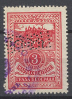 Yugoslavia 1930, Beograd, Local Administrative Stamp, Revenue, Tax Stamp 3d - Service