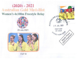 (VV 17 A) 2020 Tokyo Olympic Games - Swimming - Woman's 4x100m Freestlyle Relay Gold (NEW Australia Post Stamp) - Eté 2020 : Tokyo