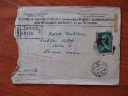 Ussr RUSSIA ESTONIA 1948 CENTRAL COMMITTEE OF COMMUNIST PARTY TALLINN REGISTERED GOVERNEMENT COVER TO KIRBLA , 0 - Cartas & Documentos