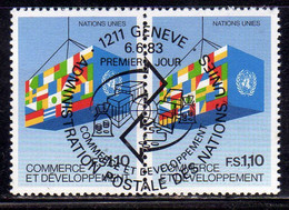 UNITED NATIONS GENEVE GINEVRA GENEVA ONU UN UNO 1983 TRADE COMMERCE COMMERCIO 1.10fr USED OBLITERE' USATO - Gebruikt