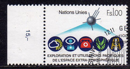 UNITED NATIONS GENEVE GINEVRA GENEVA ONU UN UNO 1982 OUTER SPACE TECHNOLOGY SATELLITE 1.00fr USED OBLITERE' USATO - Gebruikt