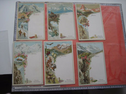 SUCHARD Menus11 Second Part A, 6 Chromos 1-6, C1902 Bergen Mountain Climbing Montagne Guides SUISSE Chocolat Tres Bien - Suchard