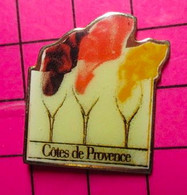 416c Pin's Pins / Beau Et Rare / THEME : BOISSONS / VIN BLANC ROSE ROUGE COTES DD PROVENCE VERRES - Boissons