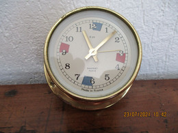 PENDULETTE DE MARINE Naudet - Mécanique 8 Jours FONCTIONNE  Laiton Vintage Déco Bateau REVEIL HORLOGE - Wecker