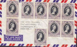 Hong Kong JOHN MANNERS & Co. HONG KONG (Unofficial) FDC 1953 Cover QEII. Coronation 13 Stamps Incl. 4-Block & 2x Pairs - Cartas & Documentos