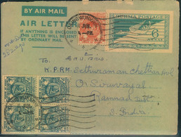 1954, Upratedted Aerogran From DAINGWUNKWIN To South India - Birmanie (...-1947)