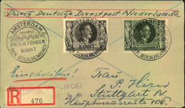 1943, DEUTSCHE DIENSTPOST NIEDERLANDE: Einschreiben Mit Sondermarkenfrankatur Nach Stuttgart - Covers & Documents