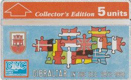 Gibraltar, GIB-31, 20 Years Of Gibraltar In The Eec Collectors Ed, Flags, 5u.  Mint, 2 Scans. - Gibilterra