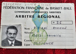 F.F.B -1975/97 Licence Arbitre Régional Basketball Document Historique-Carte Fédération Française Basket-ball-vignettes - Sonstige & Ohne Zuordnung