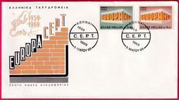 Griechenland 1004 - 1005 Ersttagsbrief, 5. Mai 1969, Europa (Nr. 127) - Entiers Postaux