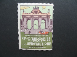 Vignette Label Stamp - Vignetta Aufkleber Belgique Bruxelles XII Salon Automobile Cycle Aéronautique 1913 - Commemorative Labels