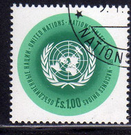 UNITED NATIONS GENEVE GINEVRA GENEVA SVIZZERA ONU UN UNO 1969 1970 EMBLEM EMBLEMA 1.00fr USED OBLITERE' - Usati
