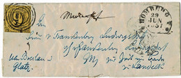 1857, 9 Kr. Brief, Klar " 218 "und " Homburg " - Höhe ,selt. Segment Neben -Stp  A 5218 - Covers & Documents