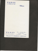 LOT DE 10 MENUS -  KAMOK -LA LIQUEUR AU CAFE - FABRIQUE PAR LA STE VRIGNAUD FILS -LUCON -VENDEE - Menus