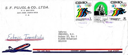 COSTA RICA - 1985 Busta Affrancata Con 3 Franc.(Olimpiadi Los Angeles, Pilar Jimenz) Viaggiata Per Il Belgio - 8223 - Costa Rica