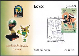 EGYPT 2013 FIRST DAY COVER / FDC WINNER OF CAF ALGERIA 2013 / YOUTH AFRICAN NATIONS CHAMPIONSHIP / FOOTBALL / SOCCER - Cartas & Documentos