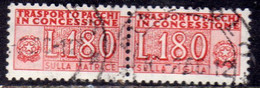 ITALIA REPUBBLICA ITALY REPUBLIC 1955 1981 PACCHI IN CONCESSIONE PARCEL POST STELLE STARS 1966 LIRE 180 USATO USED OBLIT - Consigned Parcels