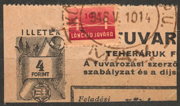 1948 Hungary Transport Railway MÁV WAYBILL REVENUE TAX CUT 4Ft Chain BRIDGE Rebuild Charity CINDERELLA VIGNETTE LABEL - Fiscaux