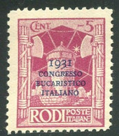 EGEO 1931 CONGRESSO EUCARISTICO ITALIANO  5 CENT. ** MNH - Egée