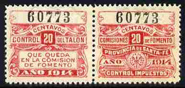 Argentine Republic - Santa Fe Province 1914 Revenue 20c Red Se-tenant Pair Unmounted Mint - Unused Stamps