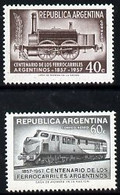 Argentine Republic 1957 Railway Centenary Perf Set Of 2 Unmounted Mint, SG 907-8 - Neufs