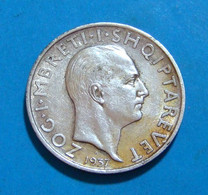 Albania 1 Frang Ar 1937 Silver Coin 5.01 Gr. KM# 16 - Albania