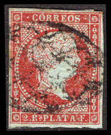 Cuba 1855 2r Deep Carmine Wmk Loops Fine Used. - Cuba (1874-1898)