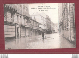 CPA 75 PARIS Grenelle, Rue Saint Dominique 28 Janvier 1910 Used Engklish Stamp - Überschwemmung 1910