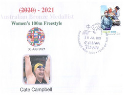 (WW 2) 2020 Tokyo Summer Olympic Games - Australia Bronze Medal - 30-7-2021 - Swimming (Cate Campbell) COVID-19 Stamp - Zomer 2020: Tokio