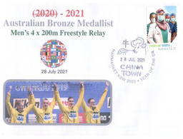 WW 2) 2020 Tokyo Summer Olympic Games - Australia Bronze Medal - 28-7-2021 - Swimming (Men's 4 X 200m) COVID-19 Stamp - Eté 2020 : Tokyo