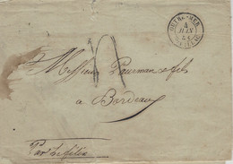 1844- Lettre  " Par Le Félix Taxe 4 Tampon Pour Bordeaux Entrée OUTRE-MER / PAUILLAC Noir - Marques D'entrées