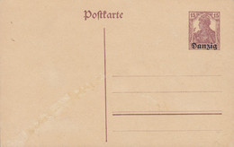 Danzig Postal Stationery Ganzsache Entier 15 Pf. Germania M. Aufdruck 'DANZIG' (Unused) - Entiers Postaux