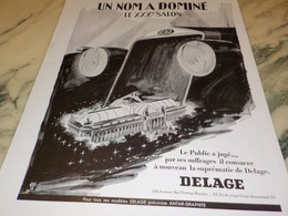 ANCIENNE PUBLICITE UN NOM A DOMINE VOITURE  DELAGE 1936 - Cars