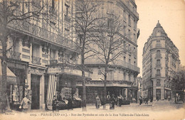 CPA 75 PARIS XXe PARIS RUE DES PYRENEES ET COIN DE LA RUE VILLIERS DE L'ISLE ADAM - Distrito: 20