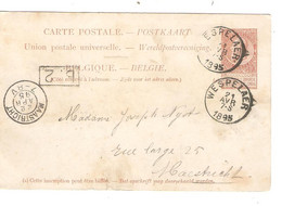 REF4702/ Entier CP 10 C FB N°57 C. Wespelaer 21/4/1895 > Maastricht C.d'arrivée  Petite Réparation BI - Correo Rural