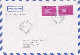 41287. Carta F.D.C. Aereo Helsinki (Finlandia) 1963, Circulado A Canada. Tema EUROPA - Lettres & Documents