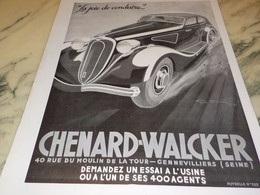 ANCIENNE PUBLICITE LA JOIE DE CONDUIRE CHENARD-WALCKER  1936 - Cars