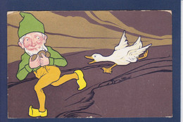 CPA Gnome Animaux Non Circulé Dorures Litho - Märchen, Sagen & Legenden