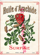 ETIQUETTE HUILE D' ARACHIDE SURFINE - IMPRIMERIE LITHOGRAPHIE JOUNEAU PARIS - Alimentos