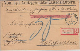 Bayern - Kaiserslautern 1904 Einschreiben-Rückschein 50 Pfg. Nachporto - Beieren