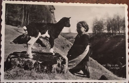 Cp Tête à Tête Sur L'Alpe, Chevreau Avec Petite Fille, éd Perrochet, Non écrite SUISSE (réf 08 04) - Au