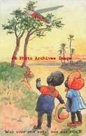 902957-Black European, Salmon No 4444, Children Watching An Airplane Stuck In Tree - Negro Americana